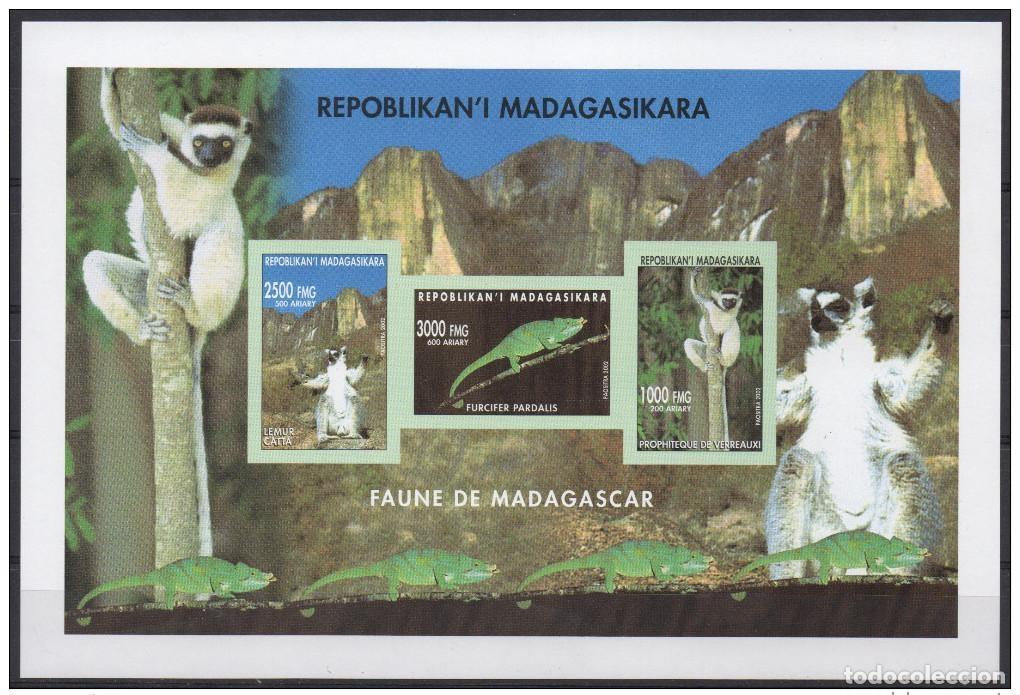 Sellos: Madagascar 2002 Mi. 2590/2591/2592 Fauna Lemur catta Lemurien animals S/S IMPERF