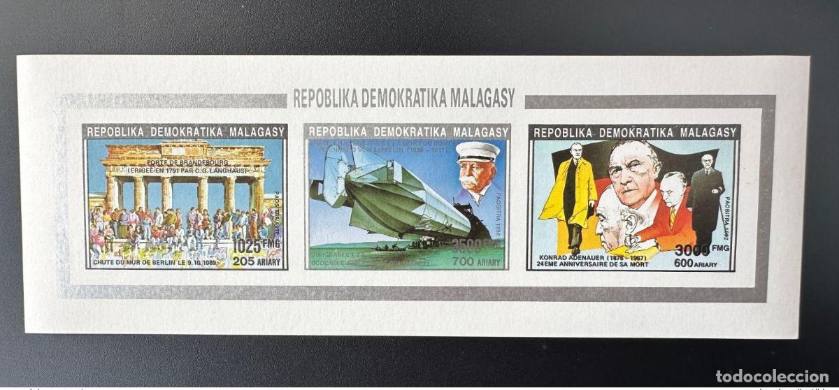 Sellos: Madagascar 1992 Mi. 1391/1397 II ND IMPERF Adenauer Brandeburgo