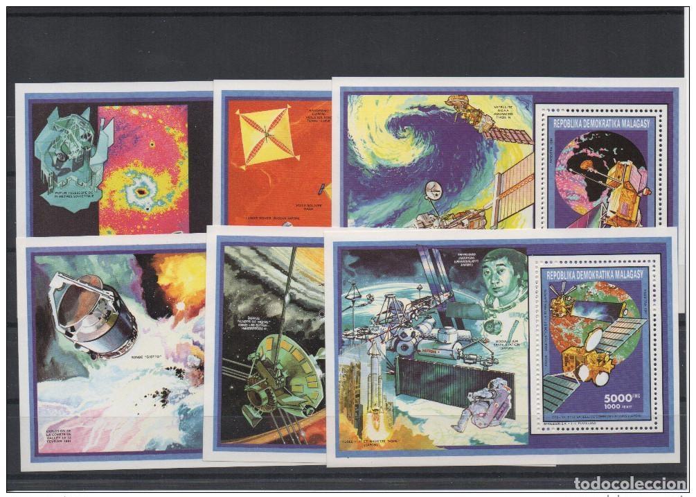 Sellos: Madagascar 1992 Space Cosmos Transbordador de la NASA Jap&oacute;n EE. UU. Satellit Mi. Bol. 176-181