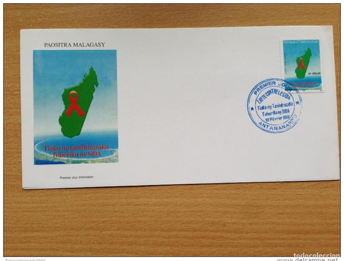 Sellos: Madagascar 2006 Mi. 2644 sobre FDC 1er d&iacute;a de lucha contra el SIDA Salud
