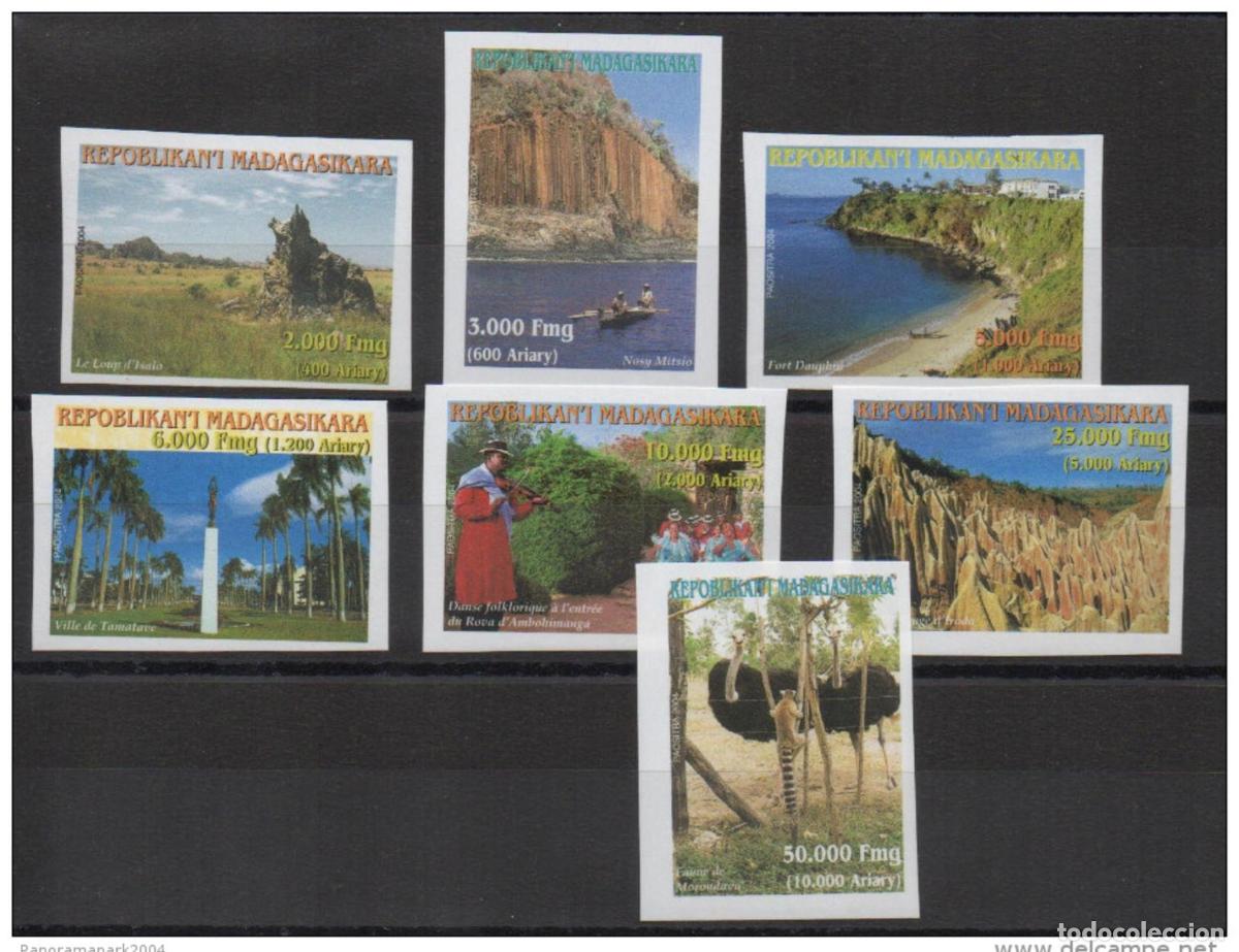 Sellos: Madagascar 2004 Mi. 2620 - 2626 Turismo Danza Folklore NON LACED IMPERF
