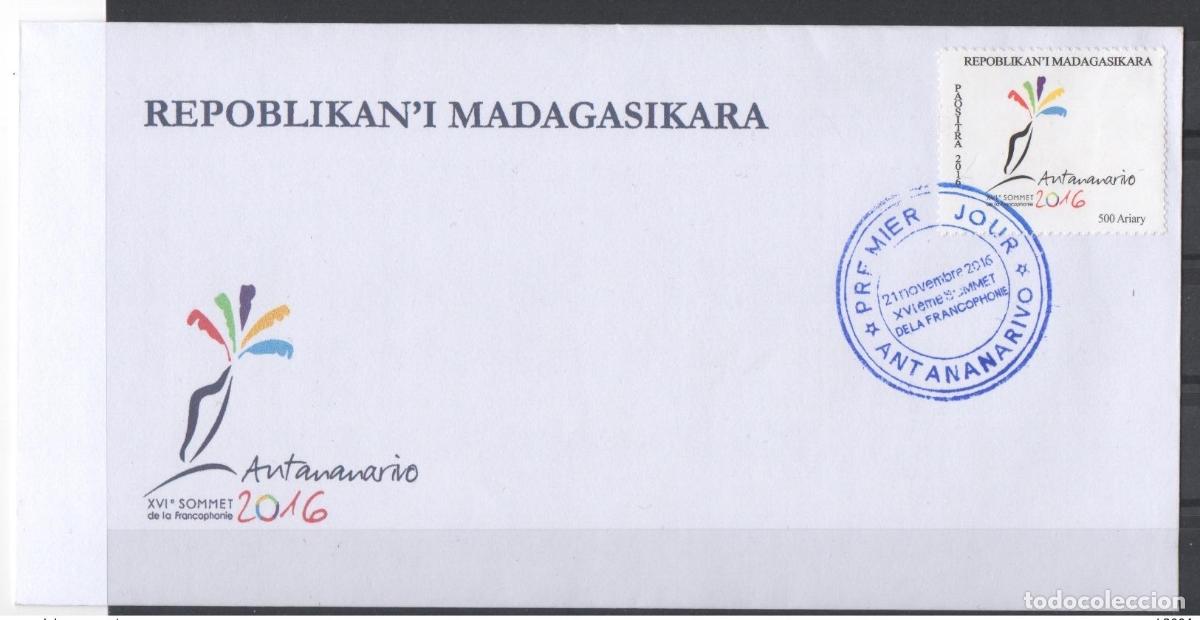 Sellos: Madagascar 2016 Mi. 2687 FDC Primer d&iacute;a XVI Cumbre de la Francofon&iacute;a Antananarivo MNH**