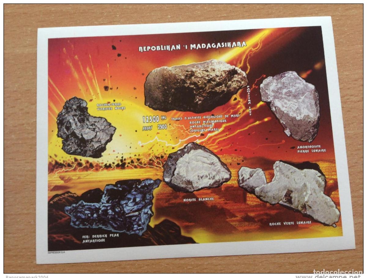 Sellos: Madagascar 1998 IMPERF ND Block Cosmos Space Mars Planet Minerals **