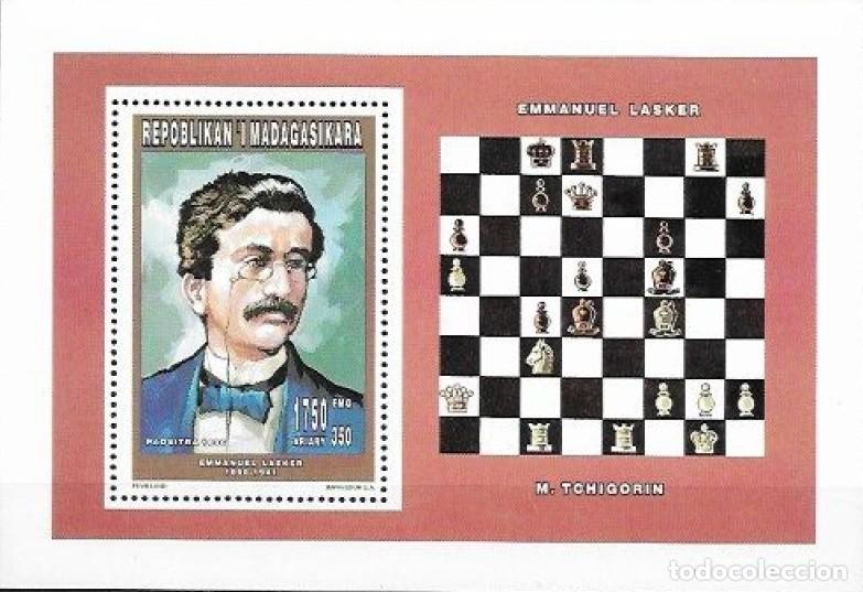 Sellos: MADAGASCAR 1996 SHEET MNH EMMANUEL LASKER CHESS AJEDREZ SCHACH XADREZ ECHECS SCACCHI