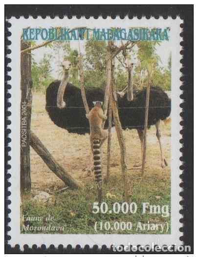 Sellos: Madagascar 2004 Mi.2626 Fauna de Morondova avestruz l&eacute;mur ave silvestre MNH**