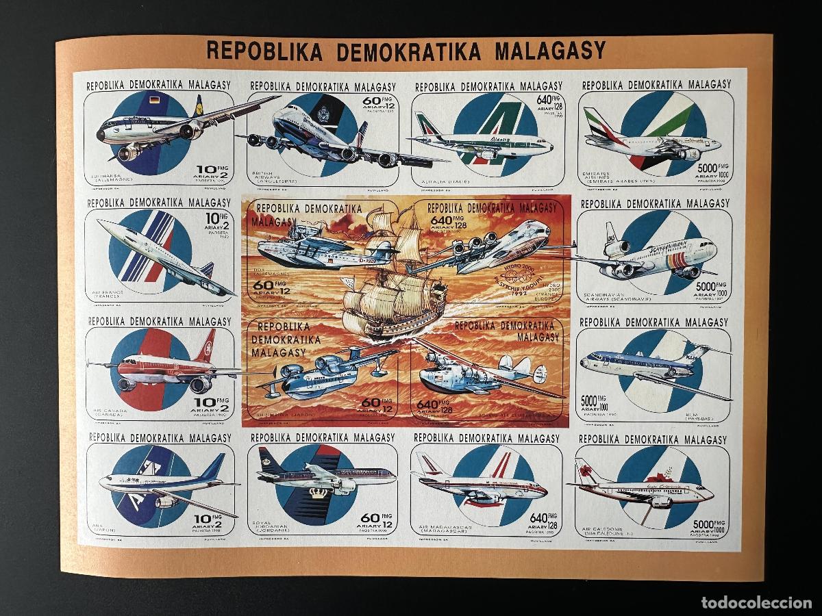 Sellos: Madagascar 1990 1993 Mi. 1578 - 1593 ND Concorde Avi&oacute;n Airbus Boeing Air France