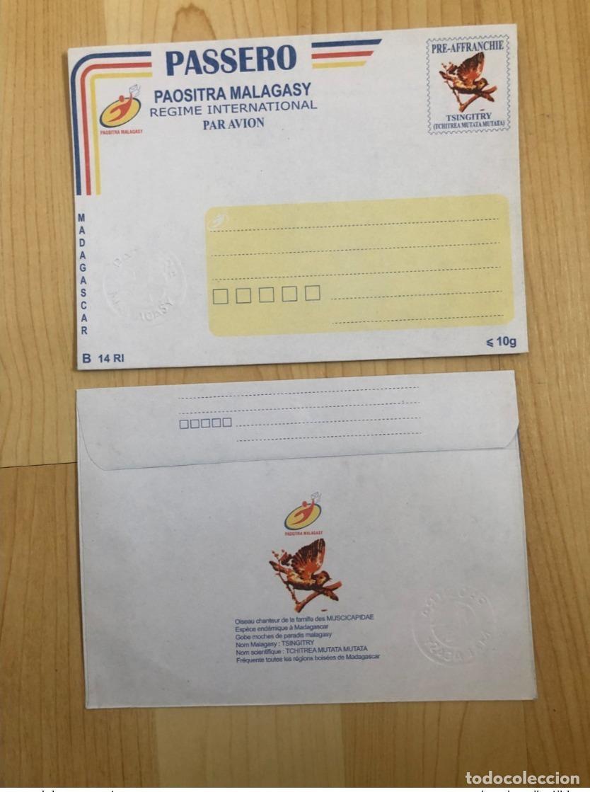 Sellos: Madagascar 2014 EN PA 48 Postal Integer listo para enviar aves paseriformes Tchitrea