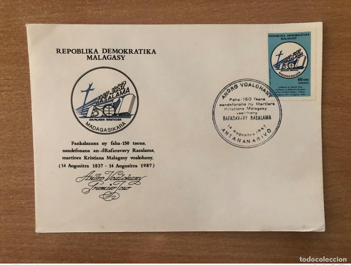 Sellos: Madagascar 1987 Mi. 1079 FDC 1er d&iacute;a Rafaravy Rasalam 150 a&ntilde;os muerte