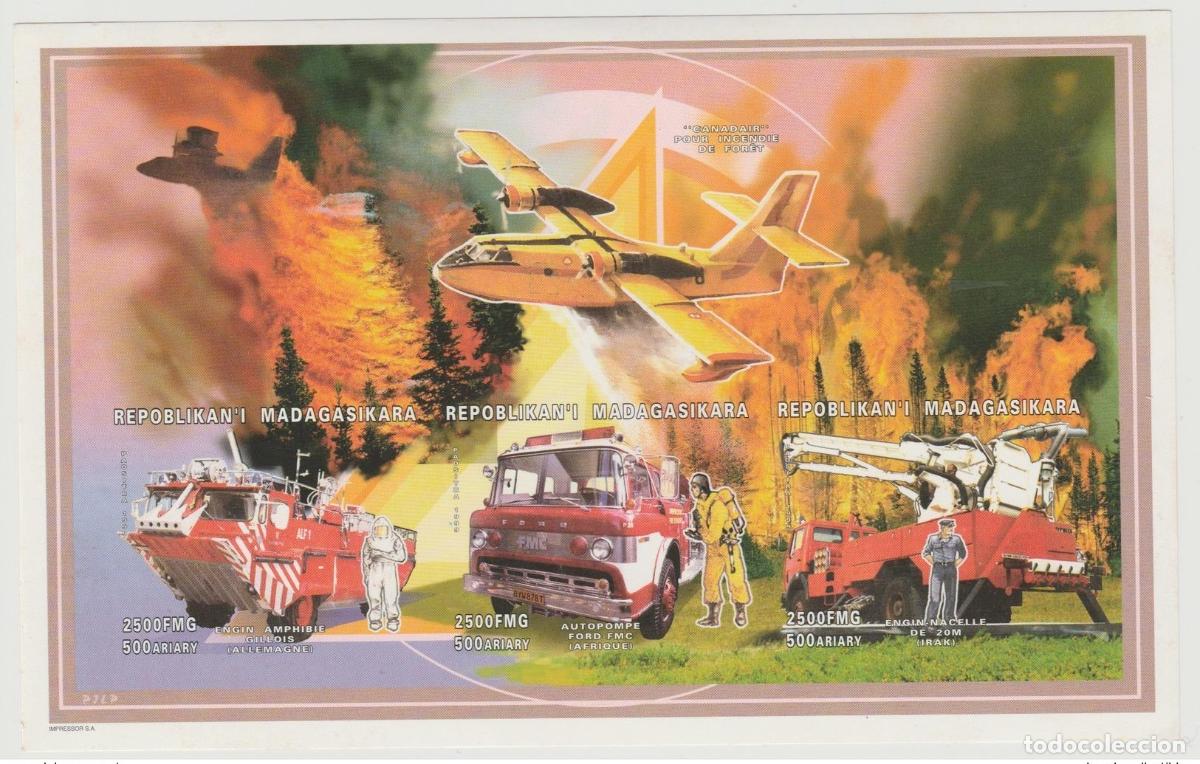 Sellos: Madagascar 1999 Mi. 2370 - 2372 Bomberos Canadair Truck IMPERF ND