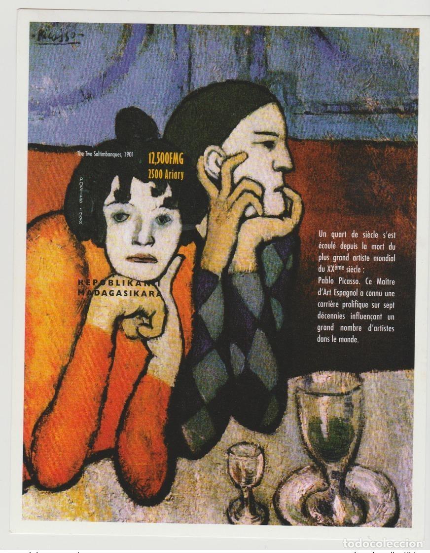 Sellos: Madagascar 1998/1999 Mi. Bl. 308 Pablo Picasso Los 2 Saltimbanques IMPERF ND