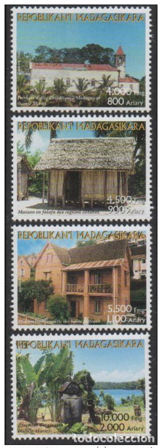 Sellos: Madagascar 2003 Mi 2607-2610 Casa de Turismo Iglesia Piratas MNH **