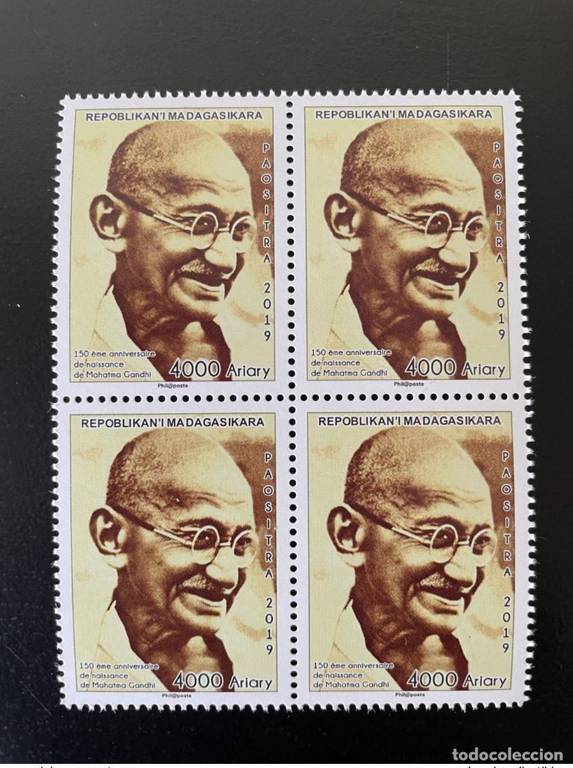 Stamps: Madagascar 2019/2020 Mi. 2717 Bloque de 4 150 aniversario Mahatma Gandhi