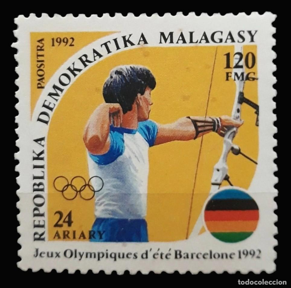 Sellos: MADAGASCAR 1992 Juegos Ol&iacute;mpicos. Barcelona, Espa&ntilde;a. NUEVO - MNH