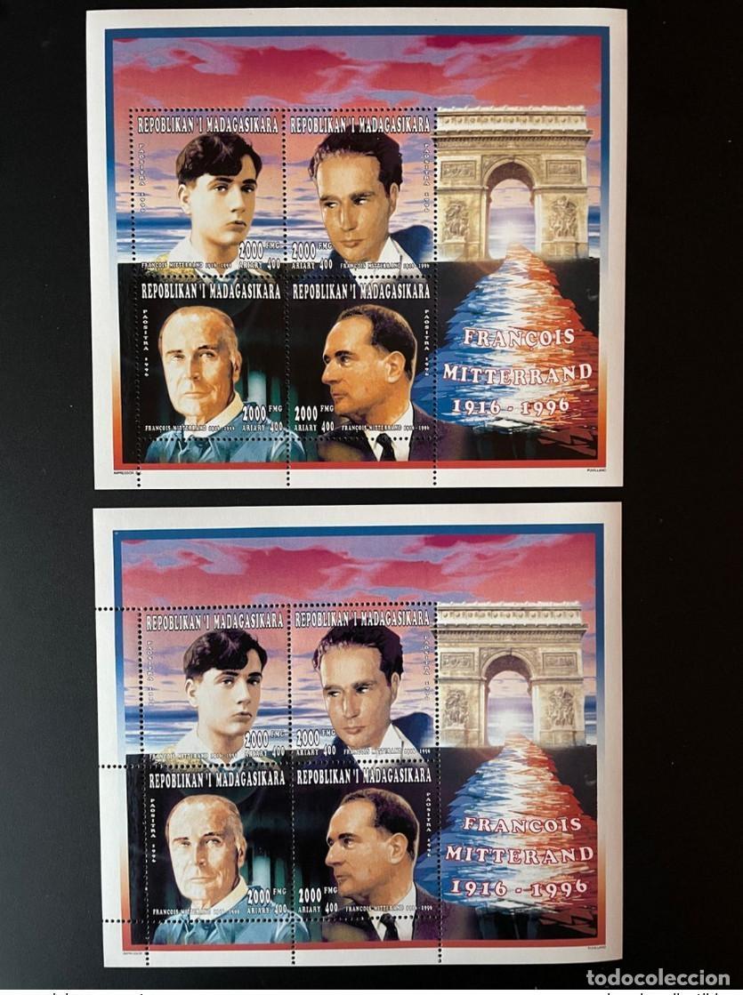 Sellos: Madagascar 1996 Mi. 1855 - 1858 Un presidente Mitterrand VARIETE ERROR PERF