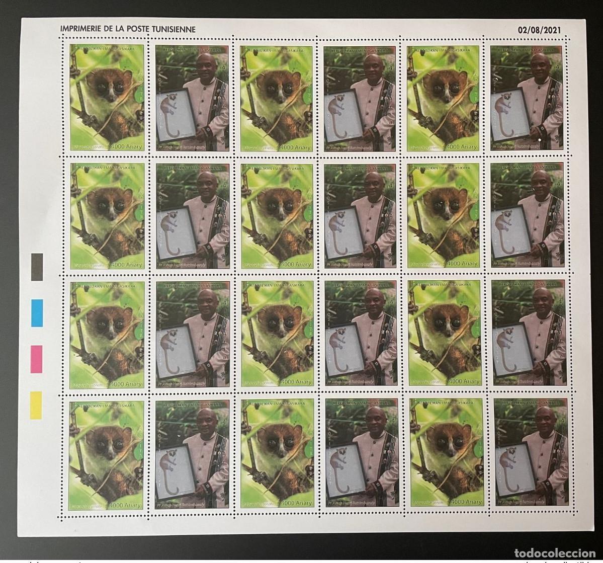 Sellos: Tabla de l&aacute;minas Microcebus Jonahi Madagascar 2021 Mi. 2722 - 2723 fauna lemuriana