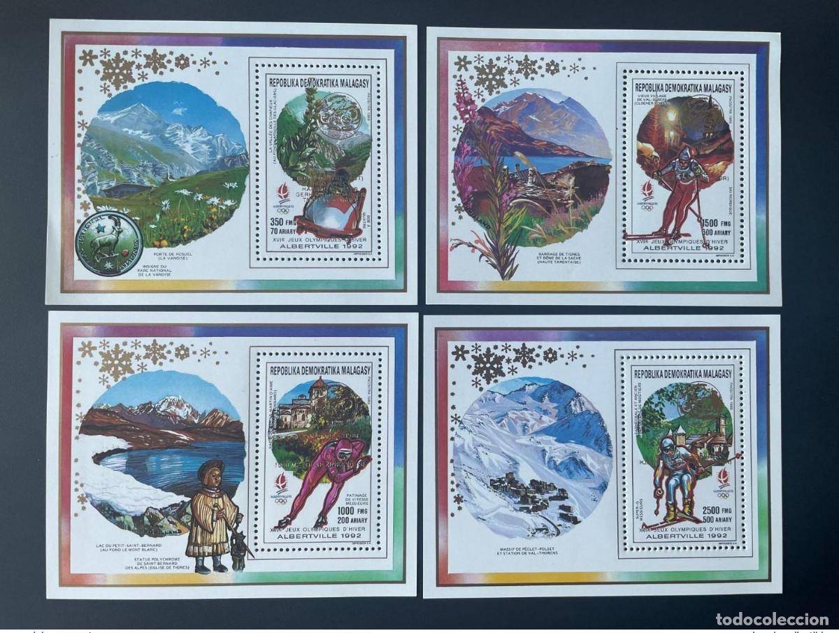 Sellos: Madagascar 1992/1993 Mi. Bl. 225 - 228 Oro sobrecargado JO Winter Albertville