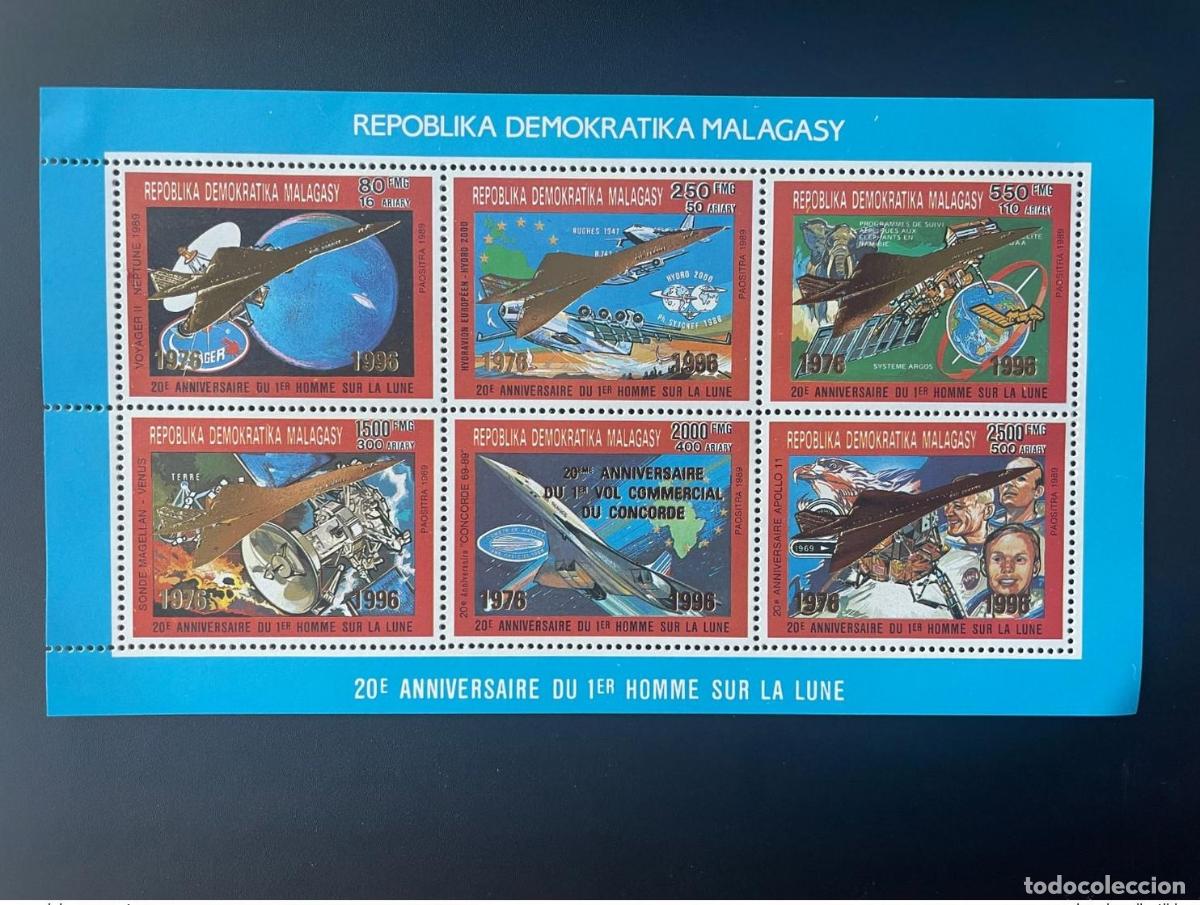 Sellos: Madagascar 1989/1996 Mi. 1799b 1804b Klb OR Surch. 20&ordm; aniversario del Concorde