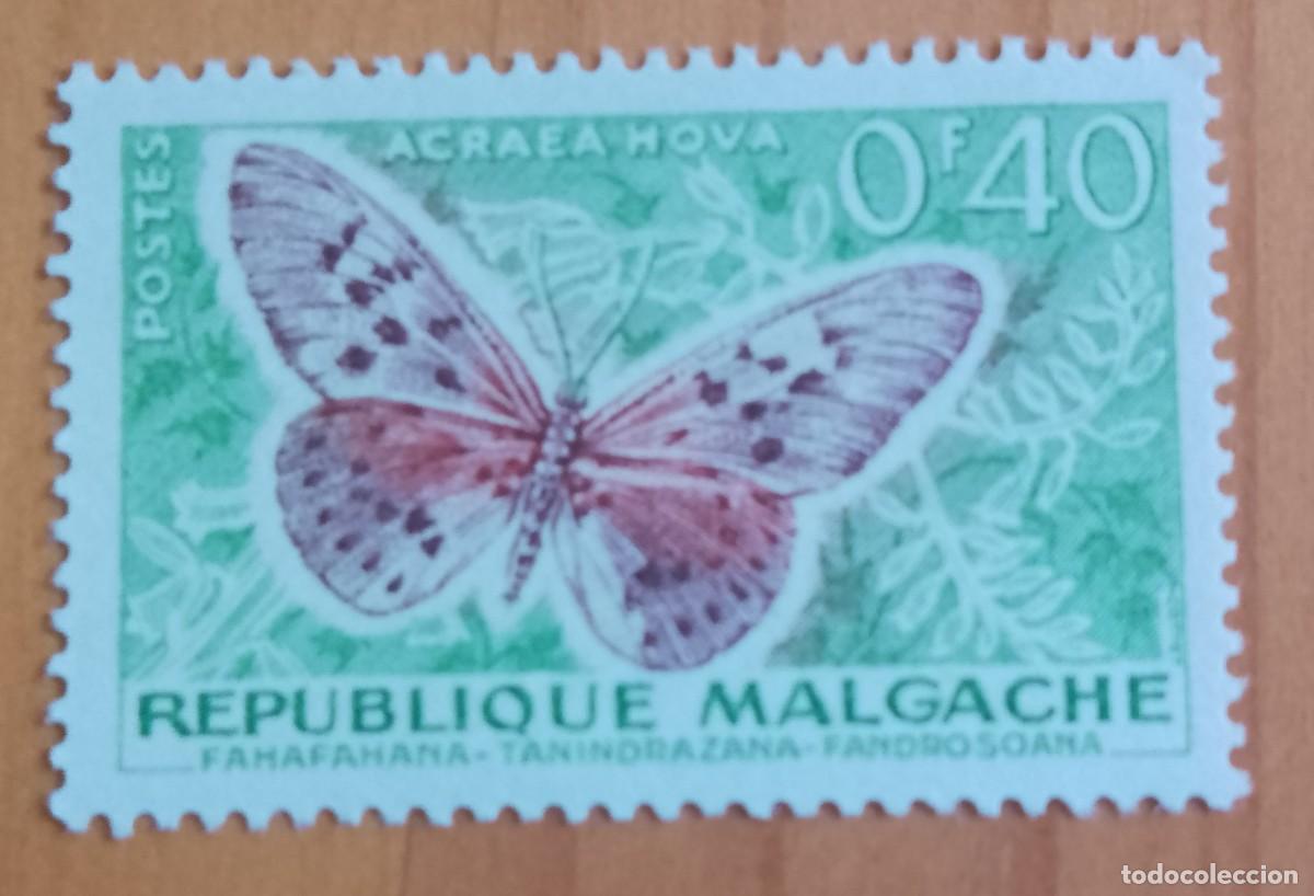 Sellos: MADAGASCAR - V/F 0,40 F - FAUNA, MARIPOSA - VER DESCRIPCI&Oacute;N.
