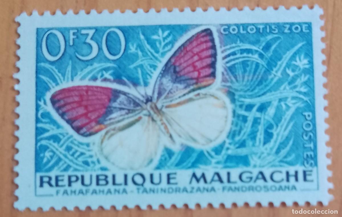 Sellos: MADAGASCAR - V/F 0,30 F - FAUNA, MARIPOSA - VER DESCRIPCI&Oacute;N.
