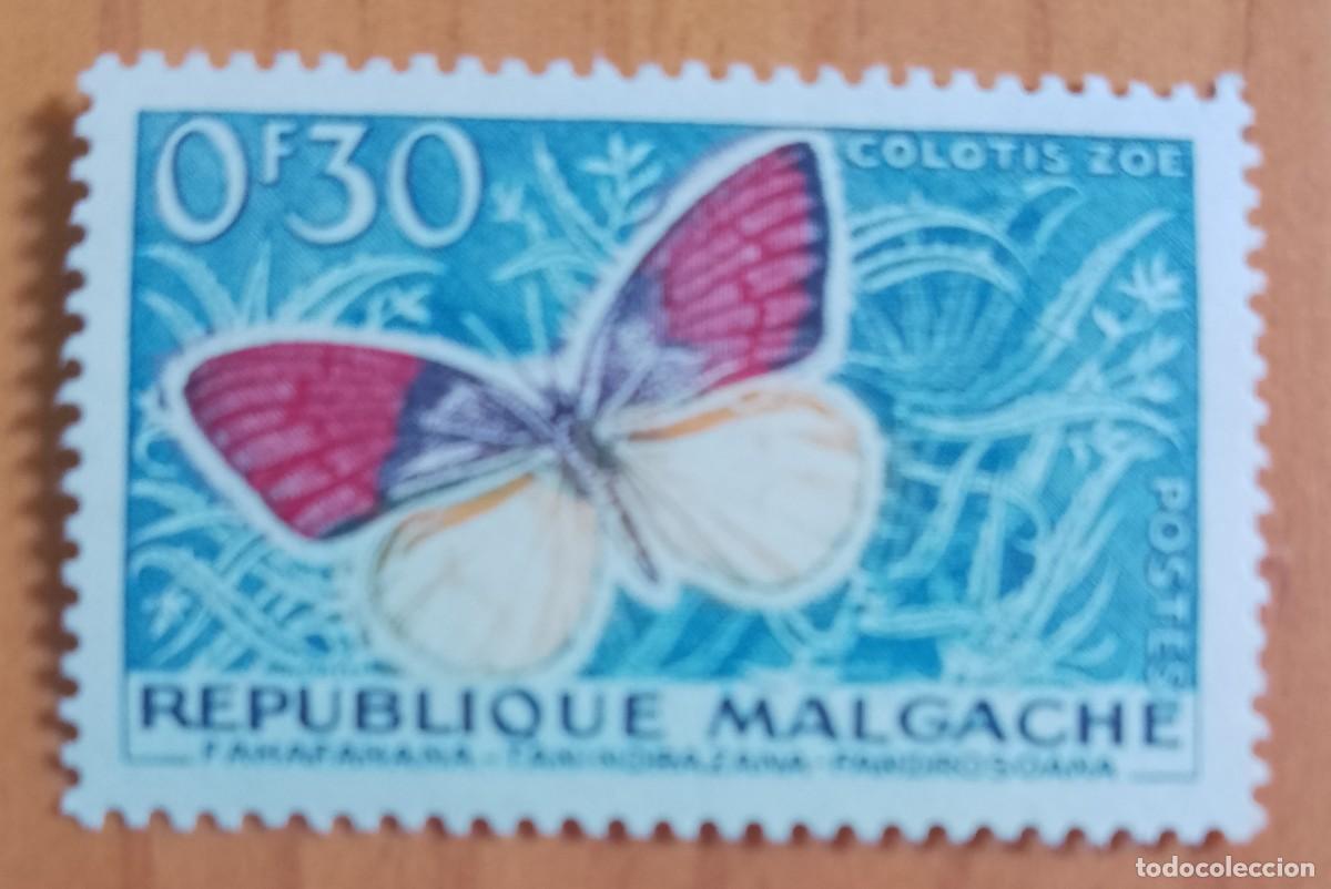 Sellos: MADAGASCAR - V/F 0,30 F - FAUNA, MARIPOSA - VER DESCRIPCI&Oacute;N.