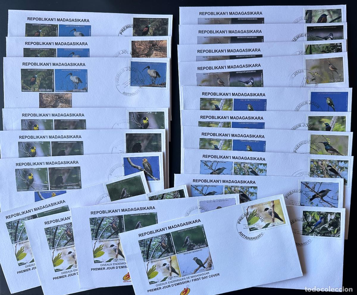 Sellos: Madagascar 2021/2022 Mi. 2726 - 2745 FDC Aves end&eacute;micas V&ouml;gel Fauna