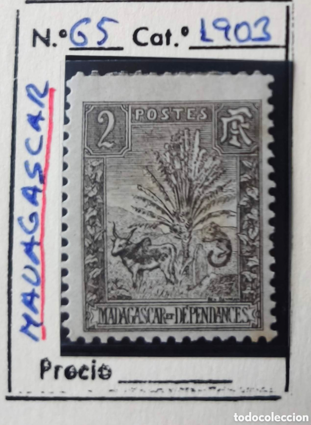 Sellos: Madagascar. 1903. 2 c&eacute;ntimos