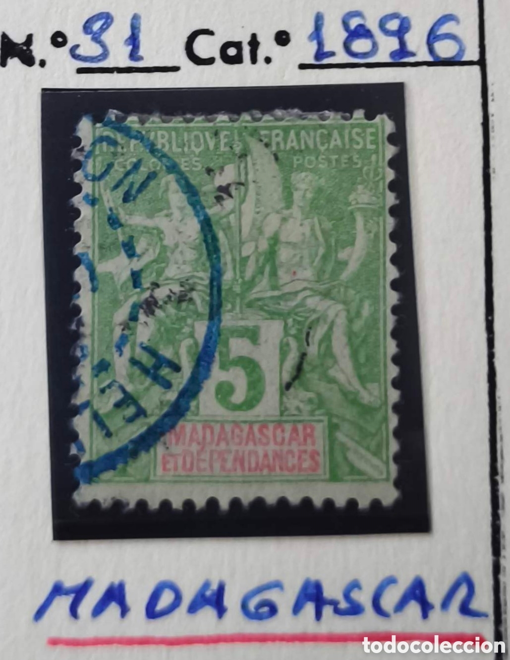 Sellos: Madagascar. 1896. 5 c&eacute;ntimos