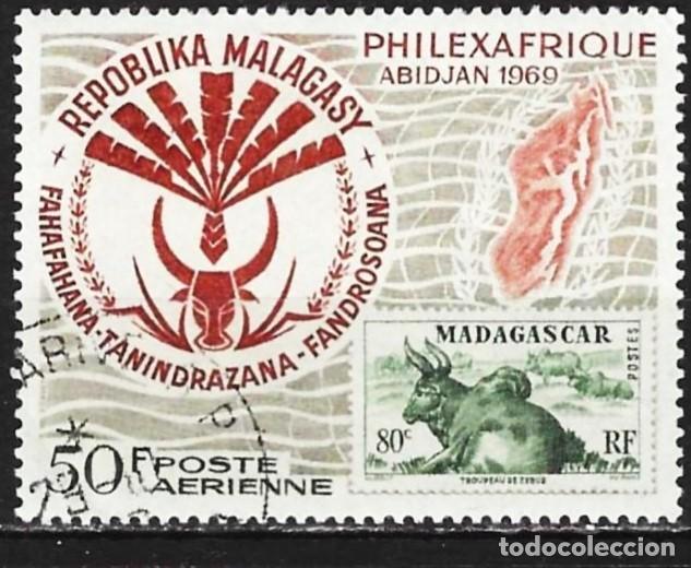 Sellos: Madagascar 1969 - Mi 597 - YT A 109 - Exposici&oacute;n filat&eacute;lica en Abidjian ( A&eacute;reo )