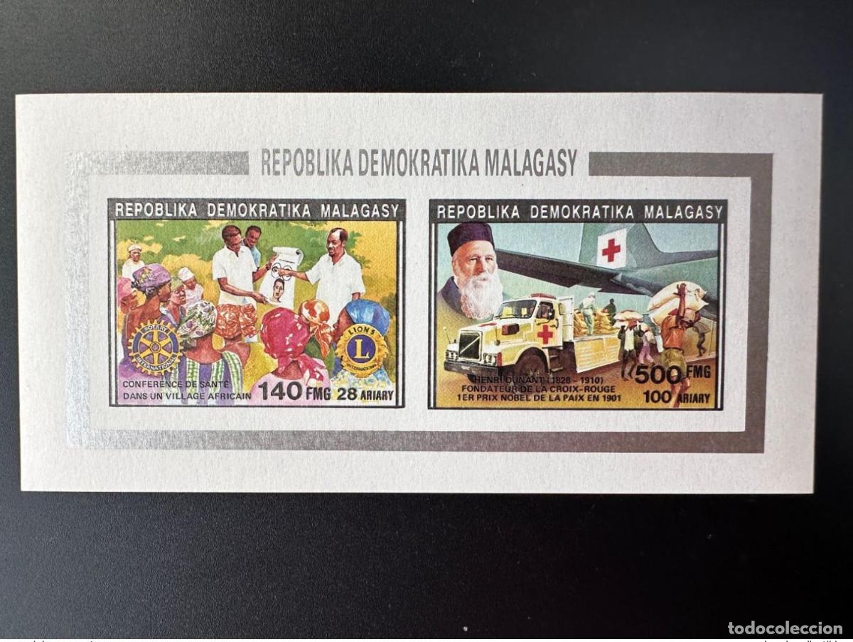 Sellos: Madagascar 1992 Mi. 1391/1394 I ND Henri Dunant Cruz Roja Lions Rotary