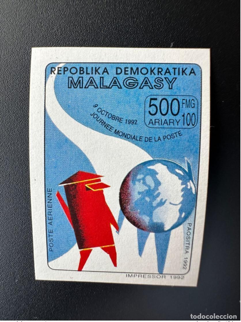 Sellos: Madagascar 1992 Mi. 1387 B ND IMPERF Edici&oacute;n conjunta del D&iacute;a Mundial Correo