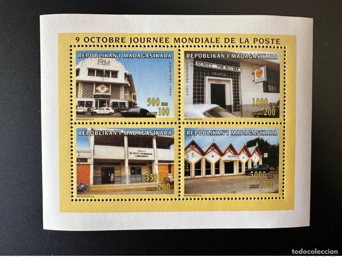 Sellos: Madagascar 1996 Mi. 1834 - 1837 Hoja del 9 de octubre D&iacute;a Mundial Correo