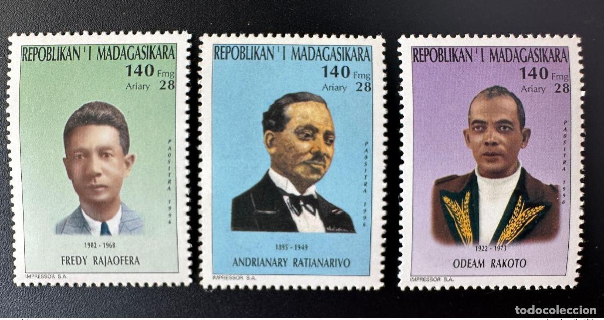 Sellos: Madagascar 1997 Mi. 1869 - 1871 Personalidades Rajaofera Ratianarivo Rakoto