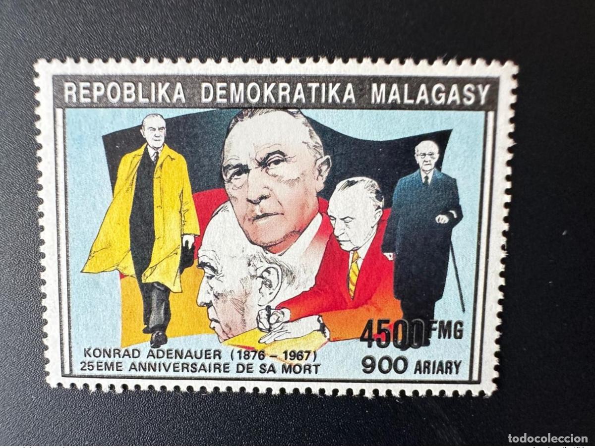 Stamps: Madagascar 1992 Mi. 1397 I Canciller del Bundeskanzler Konrad Adenauer