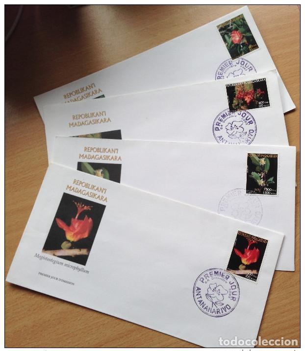Sellos: Madagascar 2003 4 sobres FDC para el primer d&iacute;a Flora Blumen Flowers