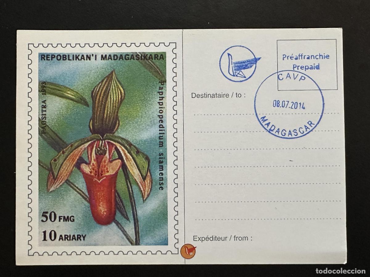 Sellos: &iquest;Madagascar 1993? Mi. 1570 cancelado sobrecarga local papeler&iacute;a postal Orchid