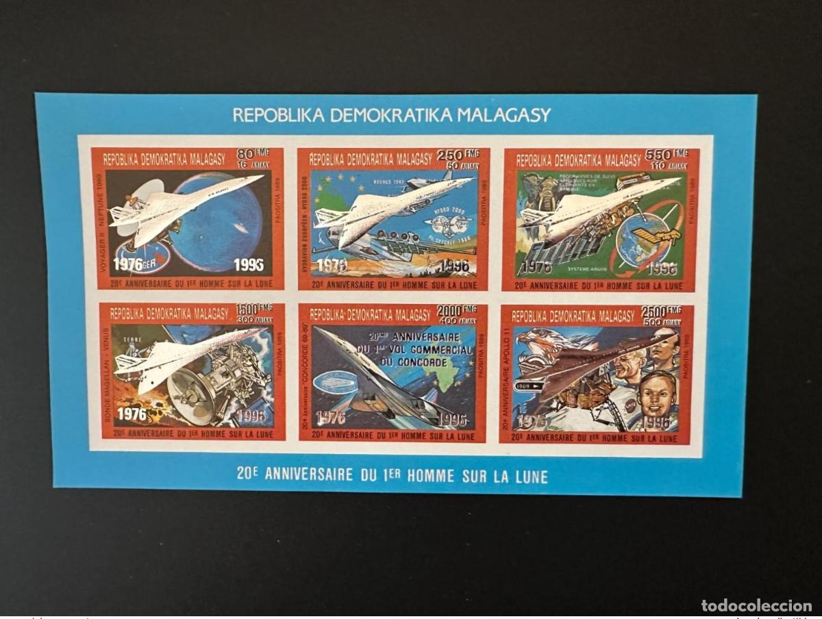 Sellos: Madagascar 1989/1996 Mi. 1799a B 1804a Klb ND Sobreimpresi&oacute;n en plata Concorde