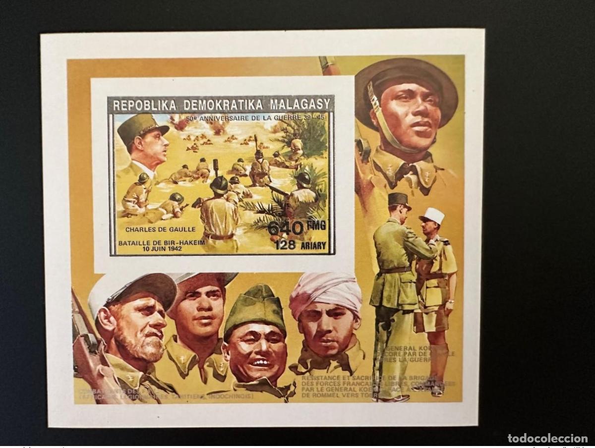 Sellos: Madagascar 1992 Mi. Bl. 1392 I ND IMPERF General De Gaulle (Guerra Mundial)
