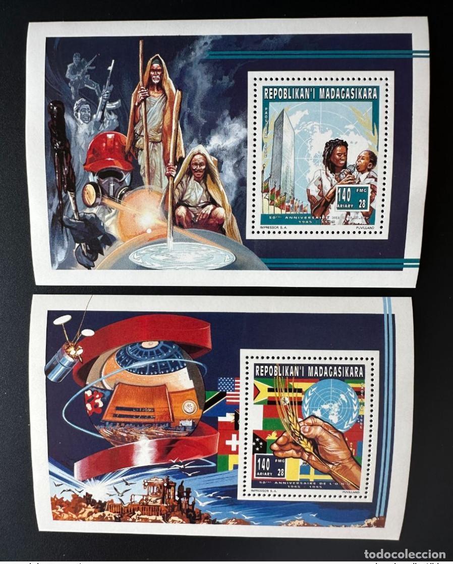 Sellos: Madagascar 1996 Mi. Bl. 1805 - 1806 A. 50 a&ntilde;os de las Naciones Unidas
