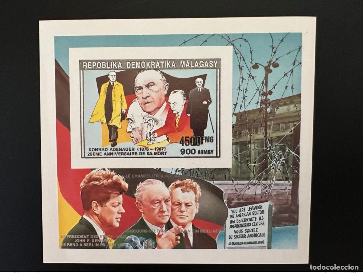 Sellos: Madagascar 1992 Mi. Bl. 1397 I Y EL EMPERADOR Konrad Adenauer Canciller