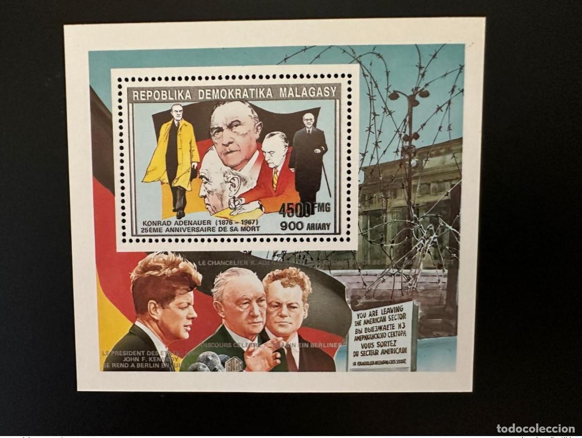 Sellos: Madagascar 1992 Mi. Bl. 1397 I Canciller del Bundeskanzler Konrad Adenauer