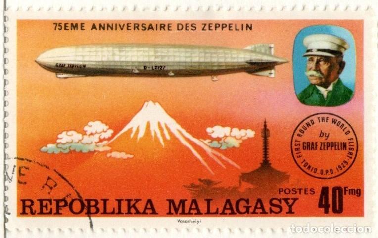 Sellos: Madagascar. 75&ordm; Anv. Del Zeppelin. 1976. YT-580. Usado