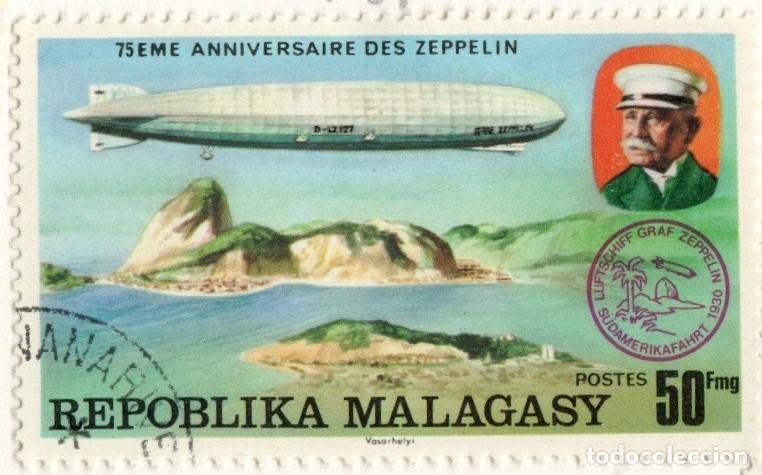 Sellos: Madagascar. 75&ordm; Anv. Del Zeppelin. 1976. YT-581. Usado