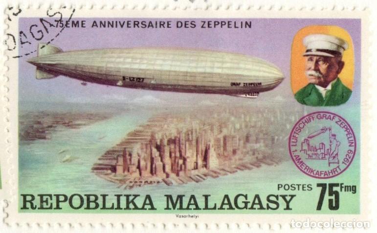 Sellos: Madagascar. 75&ordm; Anv. Del Zeppelin. 1976. YT-582. Usado