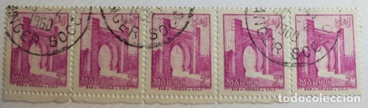 Selos: 5 Sellos unidos de Marruecos 1955 Bab el Mrissa &ndash; Sal&eacute; 2f