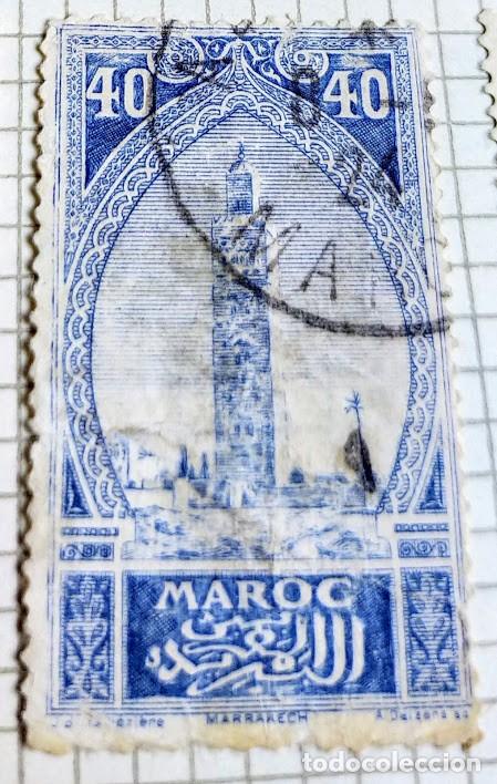 Selos: Sello de Marruecos Koutoubiah Mosque, Marrakesh 40c color Azul