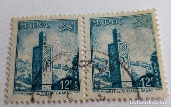 Sellos: 2 Sellos unidos de marruecos Minaret de Chella a RABAT 12f - Foto 1 - 202748293