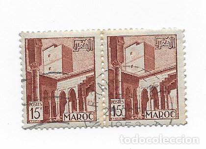 Stamps: 2 sellos usados MARRUECOS MAROC, 15F,