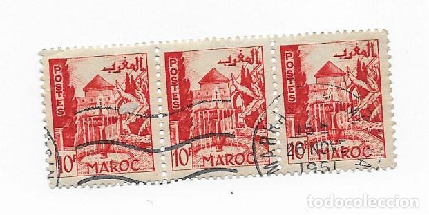Stamps: 3 sellos usados MARRUECOS MAROC, 10f 1951