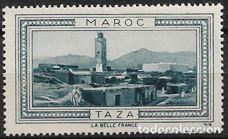 Sellos: MARRUECOS, MAROC Vi&ntilde;eta TAZA, Colecci&oacute;n La bella Francia *