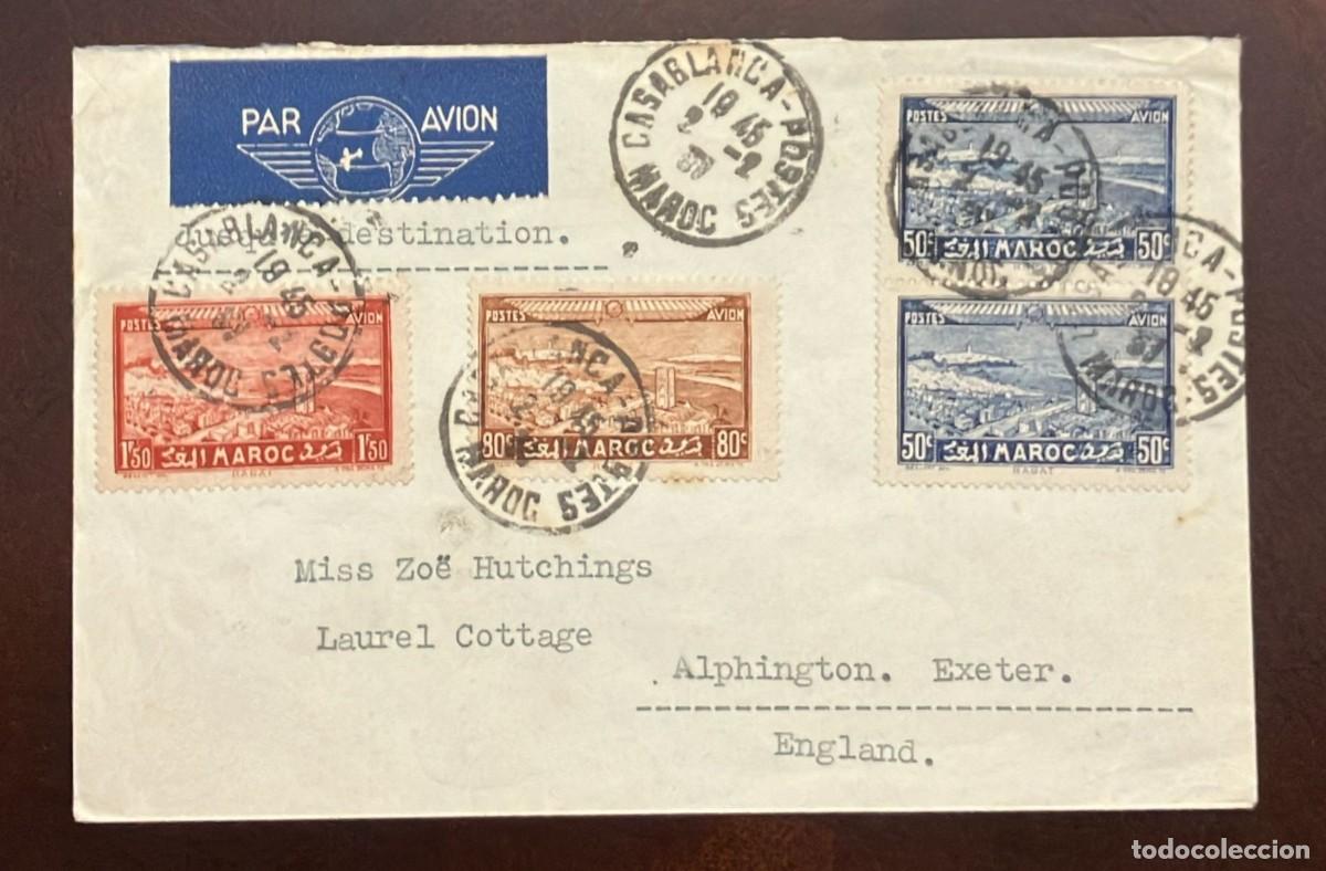 Timbres: D)1942, MOROCCO, LETTER CIRCULATED FROM MOROCCO TO ENGLAND, AIR MAIL, WITH CASABLANCA CANCELLATION S